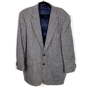 VTG Deansgate 42R Blazer Gray Herringbone Tweed Lambswool Suit Jacket Sport Coat